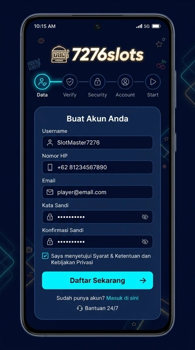Tampilan halaman daftar 7276slots