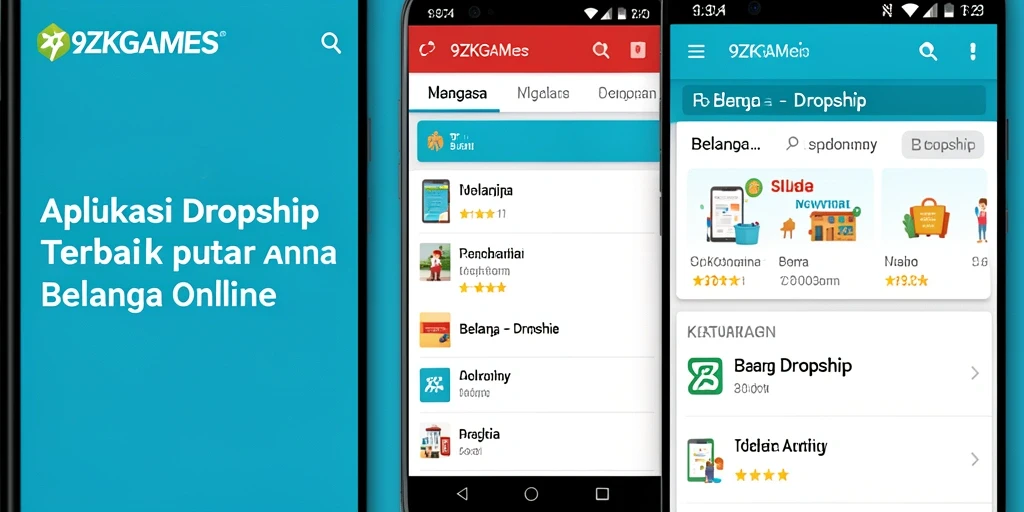 Antarmuka aplikasi 9ZKGAMES untuk pengalaman dropshipping yang optimal.