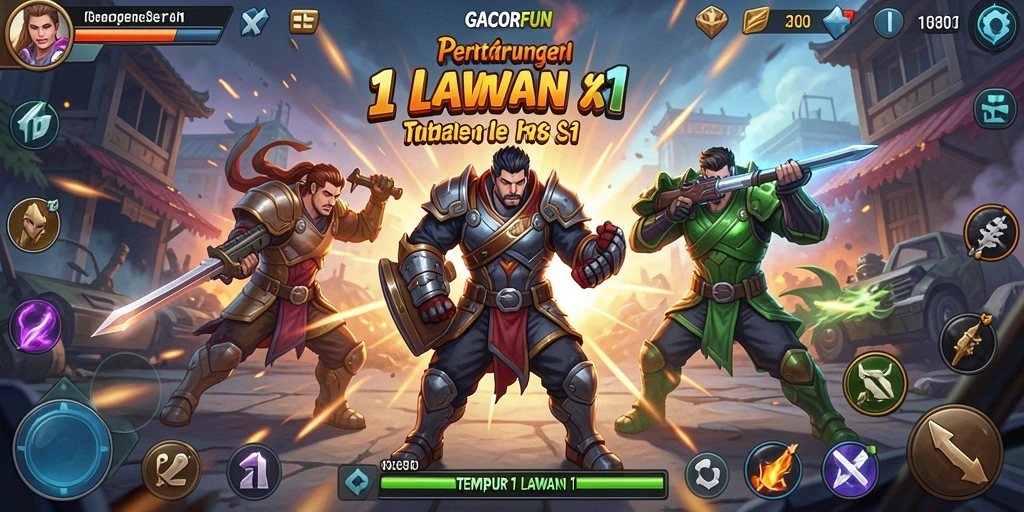 Antarmuka GACORFUN dengan aksi Tempur 1 Lawan 1 yang mendebarkan.
