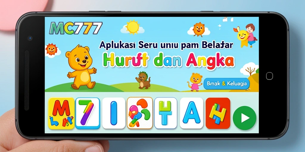 Antarmuka MC777 yang menarik untuk belajar huruf dan angka.