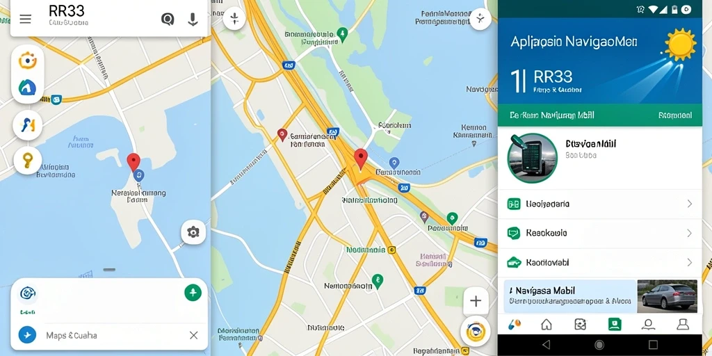 Antarmuka intuitif aplikasi RR33 untuk navigasi mobil.